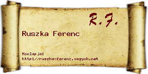 Ruszka Ferenc névjegykártya
